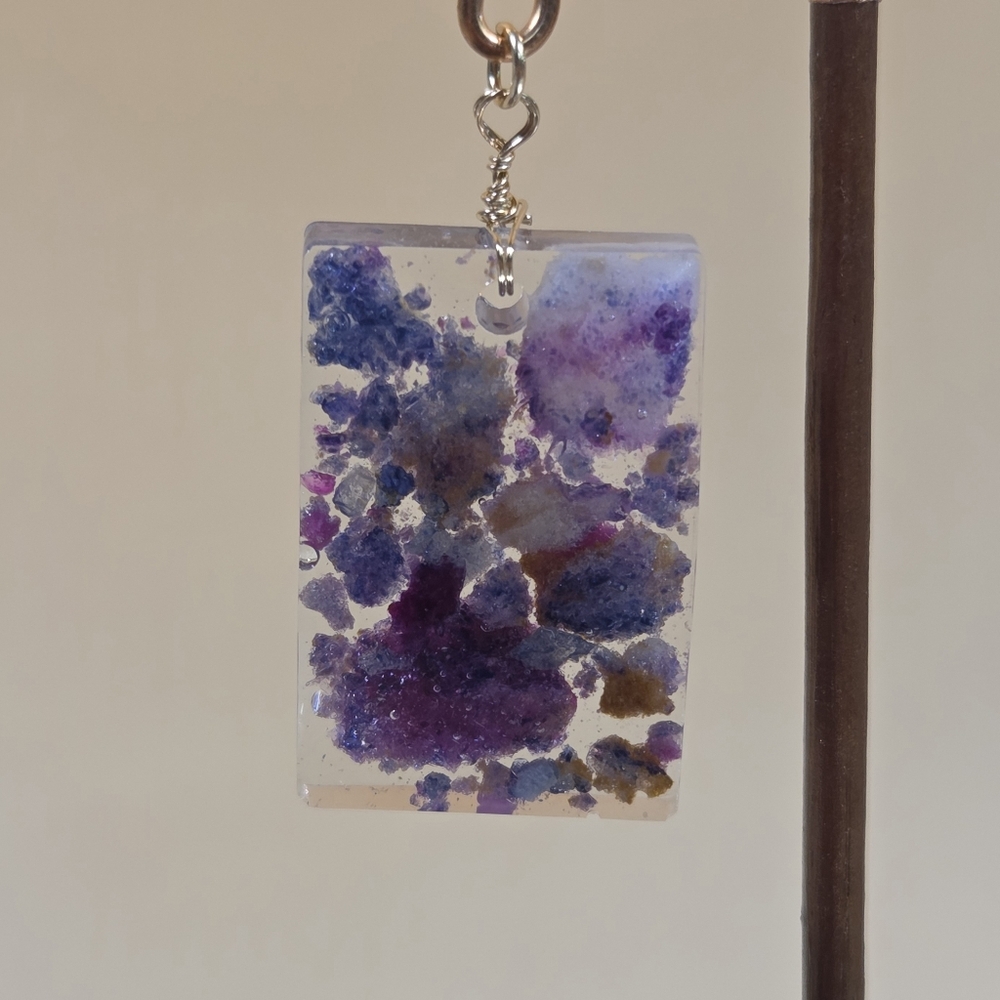 1/20 14K~Crushed Ruby & Sapphire Corundum In Handmade Resin Pendant
